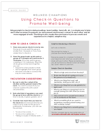 Using Check-In Questions to Promote Well-Being