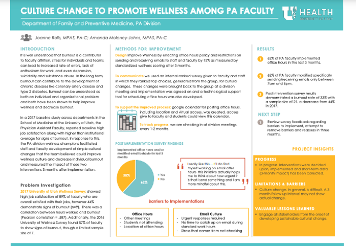 Culture Change to Promote Wellness Among PA Faculty sidebar